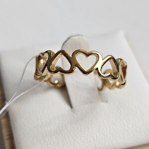 Eternity hollow heart gold plate stainless steel ring